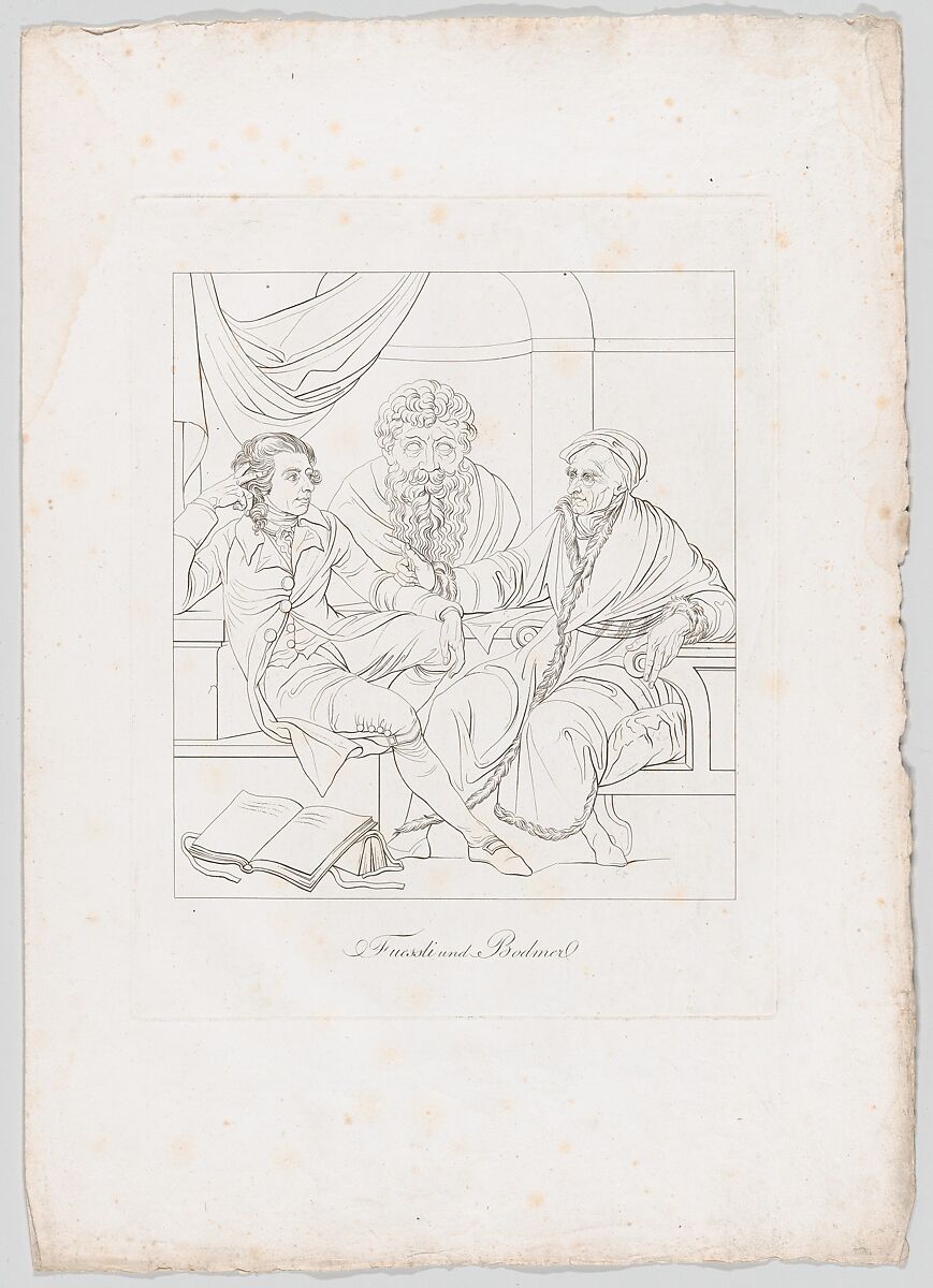 Fuessli und Bodmer (Fuseli and Bodmer in Conversation), Johann Heinrich Lips (Swiss, Kloten 1758–1817 Zurich), Outline engraving and etching 