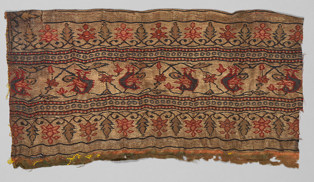Four Chandanri Sari Border Fragments, Silk and metal wrapped thread; brocaded 