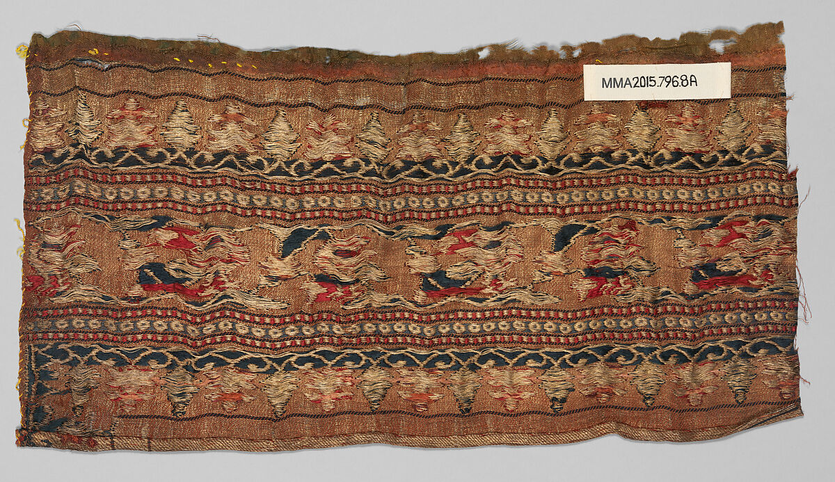 Four Chandanri Sari Border Fragments, Silk and metal wrapped thread; brocaded