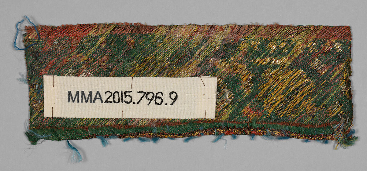 Ribbon Fragment, Silk and metallic thread; brocaded