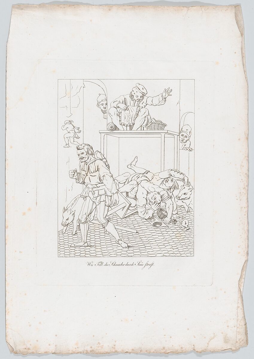 Wie Till die Schneider duch Saüe straft (How Till Eugenspiegel Punished the Tailors), Johann Heinrich Lips (Swiss, Kloten 1758–1817 Zurich), Outline engraving and etching 