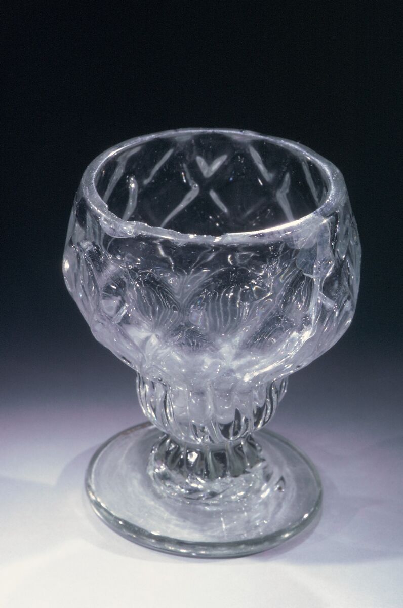 Saltcellar, Blown pattern-molded lead glass, American or British 