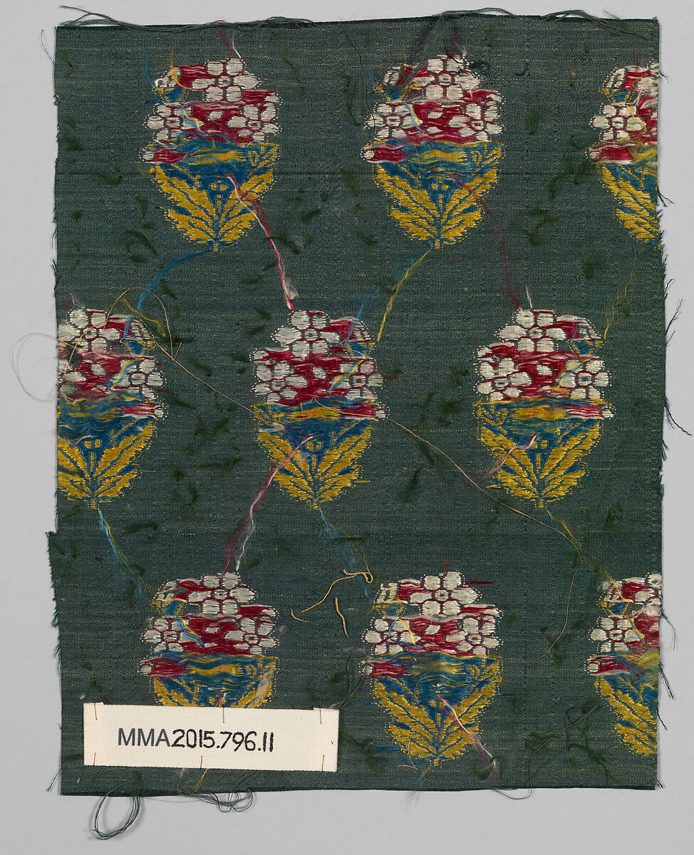 Textile Fragment, Silk and metal wrapped thread; brocaded