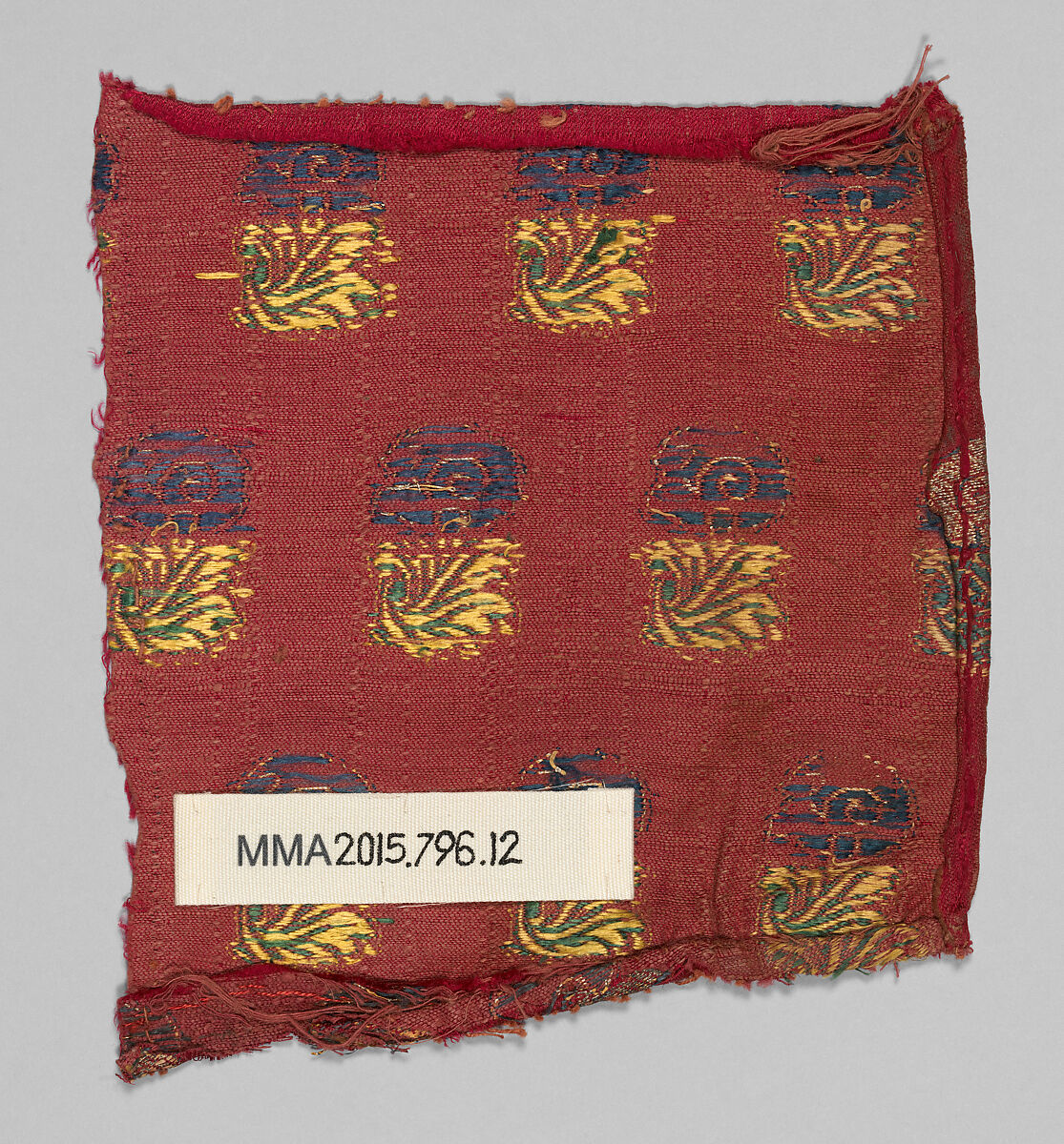 Textile Fragment, Silk and metal wrapped thread; brocaded