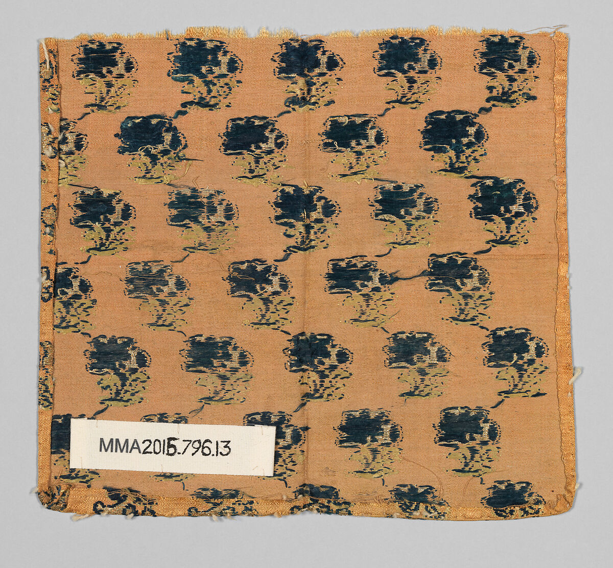 Textile Fragment, Silk and metal wrapped thread; brocaded