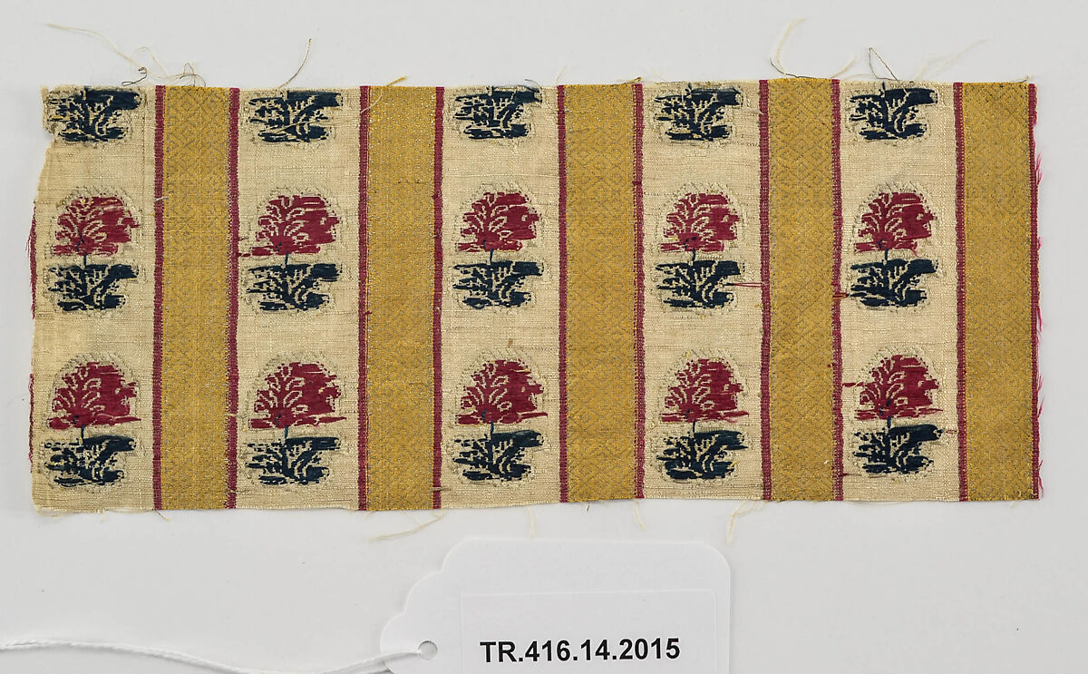 Textile Fragment, Silk and metal wrapped thread; brocaded