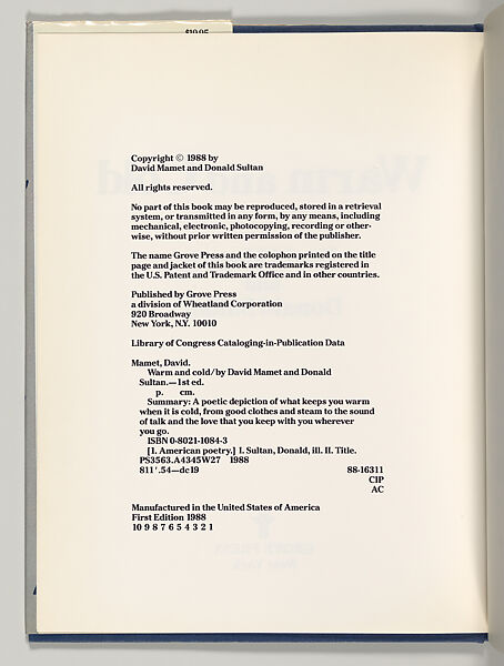 Warm and Cold, Donald Sultan (American, born Asheville, North Carolina, 1951), Artist's book (trade)