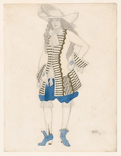 Costume Design for a Courtier, likely for the Ballet 'La Belle au Bois Dormant' (Sleeping Beauty), premiered at the Alhambra Theatre in London, 1921