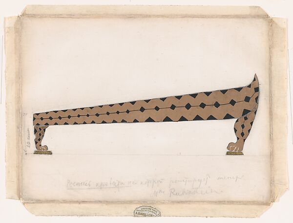 Design for a Daybed, used by Ida Rubinstein during the Rehearsals for Cleopatra, Léon Bakst (Russian, Grodno 1866–1924 Paris), Gouache, graphite, and gold paint 