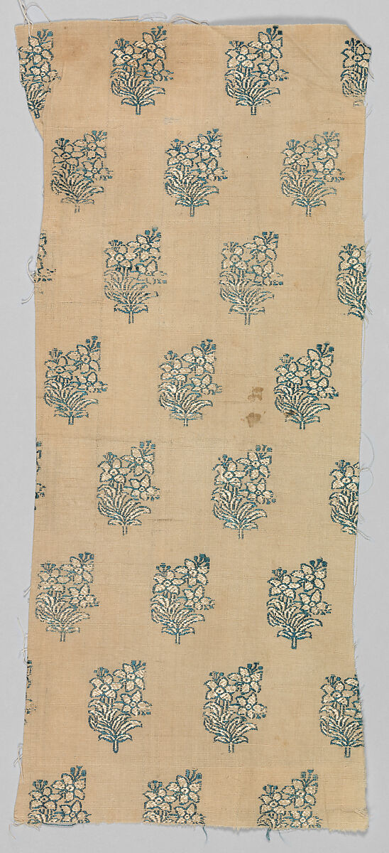 Textile Fragment, Silk and metal wrapped thread; brocaded 