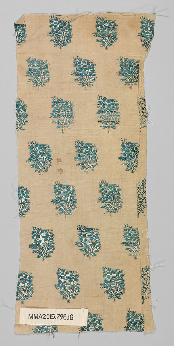 Textile Fragment, Silk and metal wrapped thread; brocaded