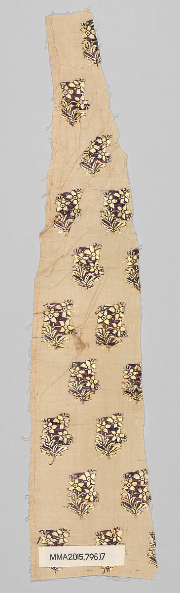 Textile Fragment, Silk and metal wrapped thread; brocaded