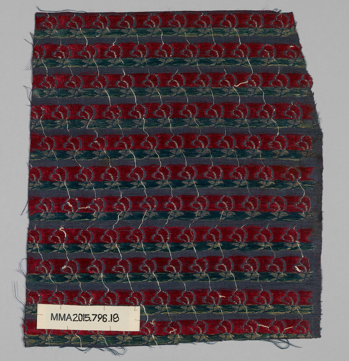 Textile Fragment, Silk and metal wrapped thread; brocaded