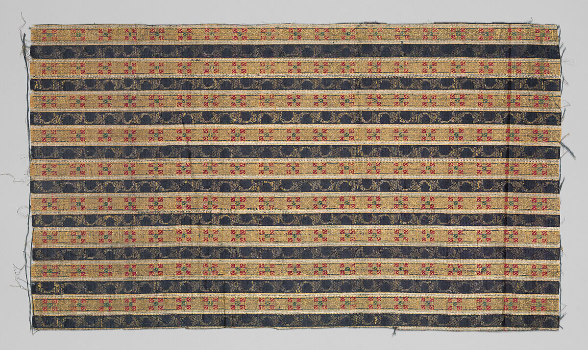 Textile Fragment, Silk and metal wrapped thread; brocaded 