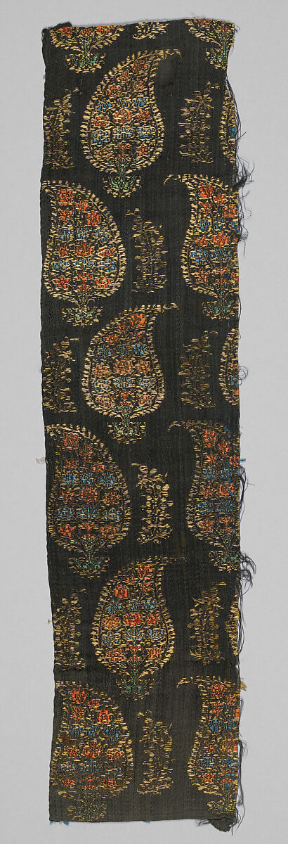 Textile Fragment, Silk and metal wrapped thread; brocaded