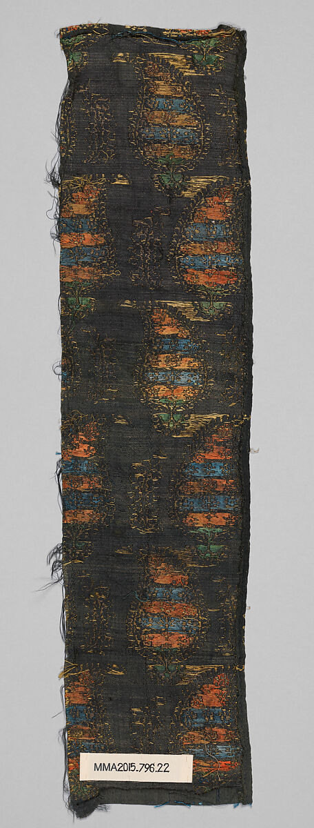 Textile Fragment, Silk and metal wrapped thread; brocaded
