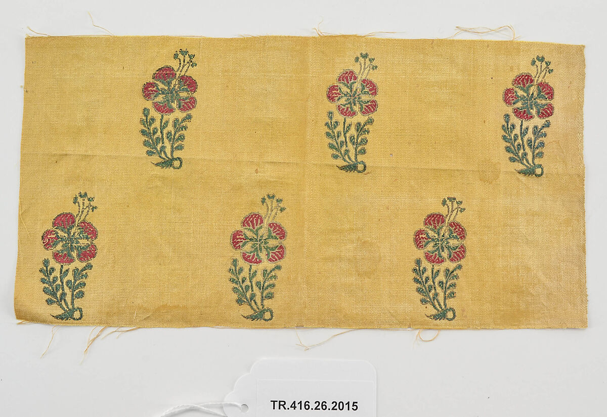 Textile Fragment, Silk and metal wrapped thread; brocaded