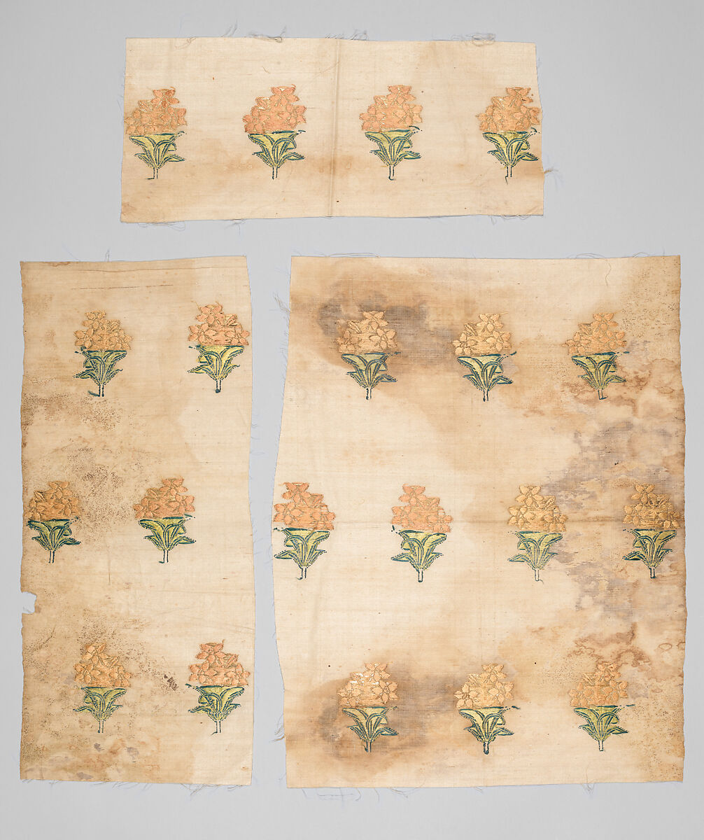 Three Textile Fragments, Silk and metallic thread