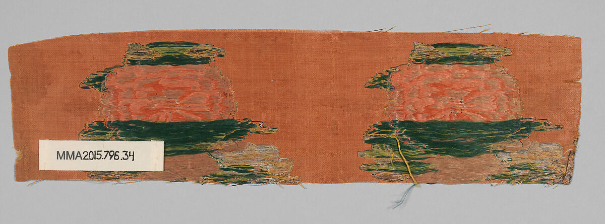 Textile Fragment, Silk and metal wrapped thread; brocaded