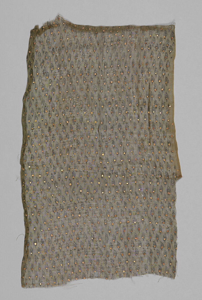 Textile Fragment, Cotton and metallic thread 
