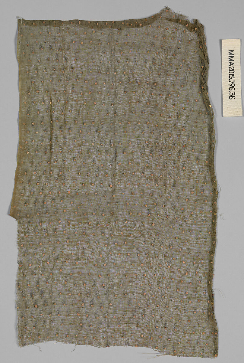 Textile Fragment, Cotton and metallic thread