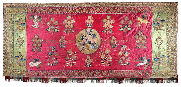 Antependium or Altar Frontal, Silk with silver, and silver-gilded threads wrapped around a silk core, Armenian 