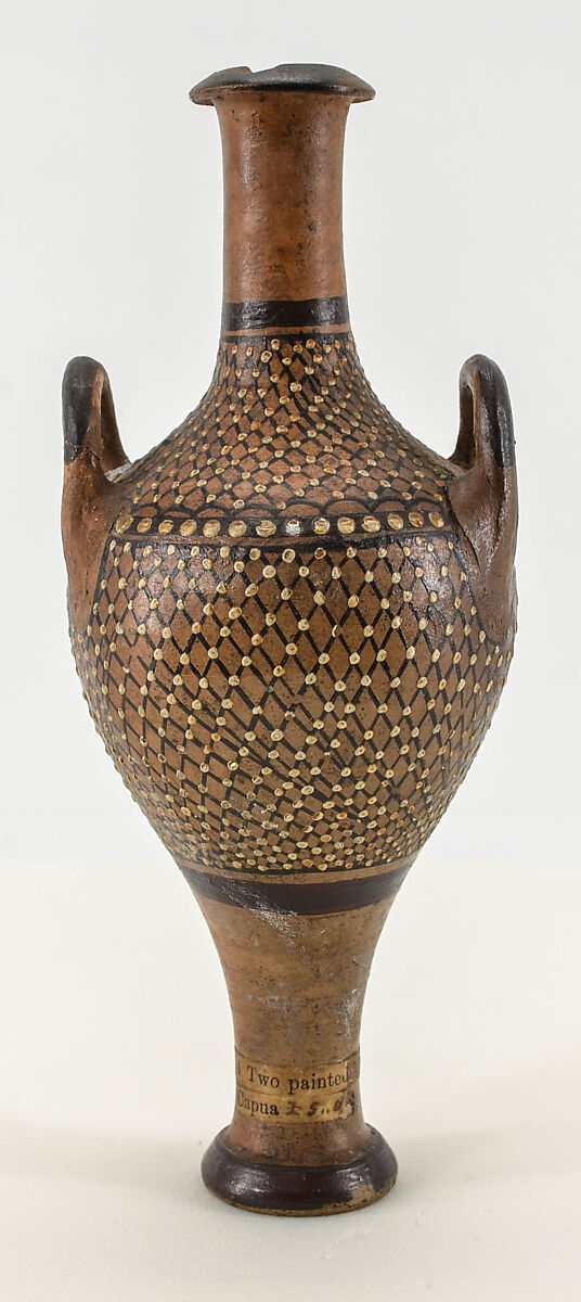 Amphoriskos (oil flask), Terracotta, Greek, South Italian, Apulian, Gnathian