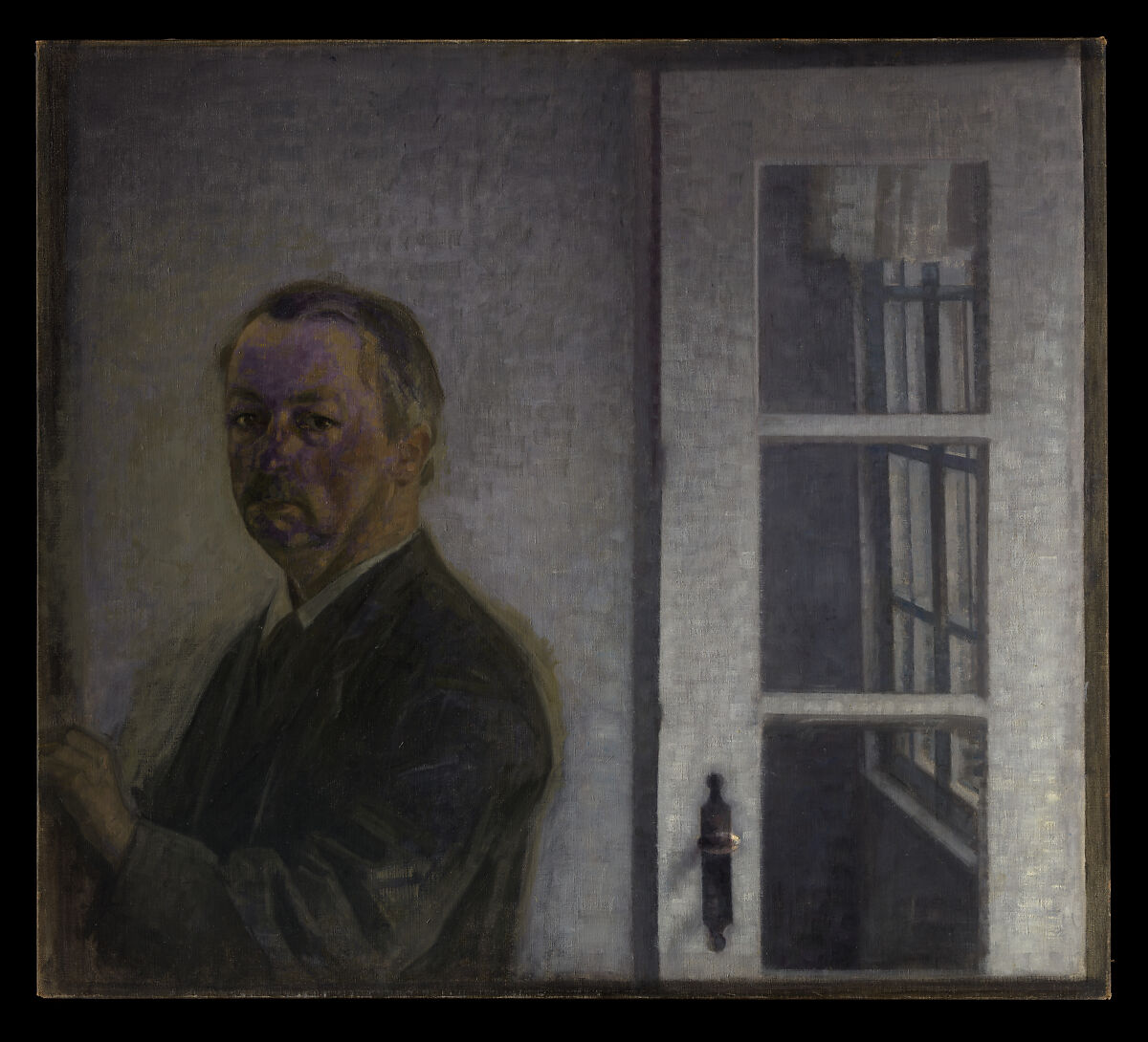 Self-Portrait at Spurveskjul, Vilhelm Hammershøi (Danish, Copenhagen 1864–1916 Copenhagen), Oil on canvas 