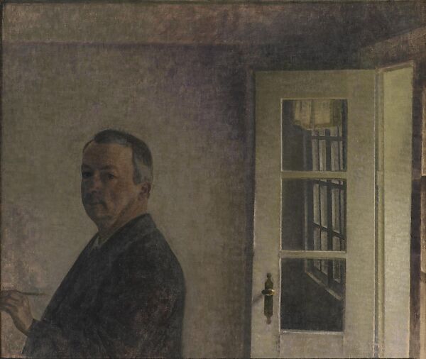 Self-Portrait at Spurveskjul, Vilhelm Hammershøi (Danish, Copenhagen 1864–1916 Copenhagen), Oil on canvas