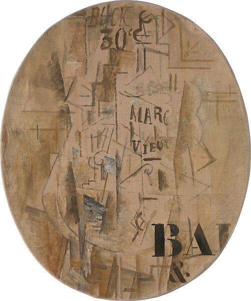 Bottle of Marc Vieux, Georges Braque  French, Oil and charcoal on canvas