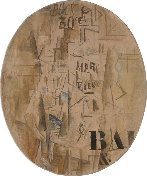 Bottle of Marc Vieux, Georges Braque (French, Argenteuil 1882–1963 Paris), Oil and charcoal on canvas 