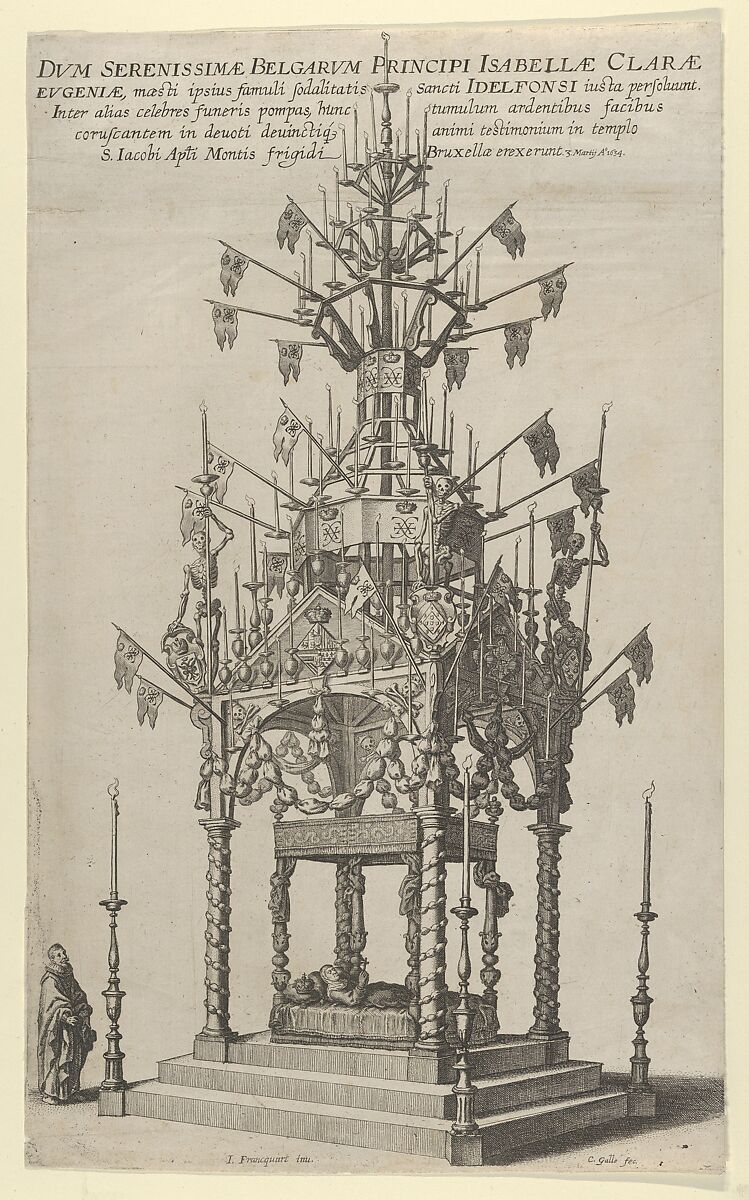 Catafalque for Isabella Clara, Cornelis Galle I (Netherlandish, Antwerp 1576–1650 Antwerp), Etching 