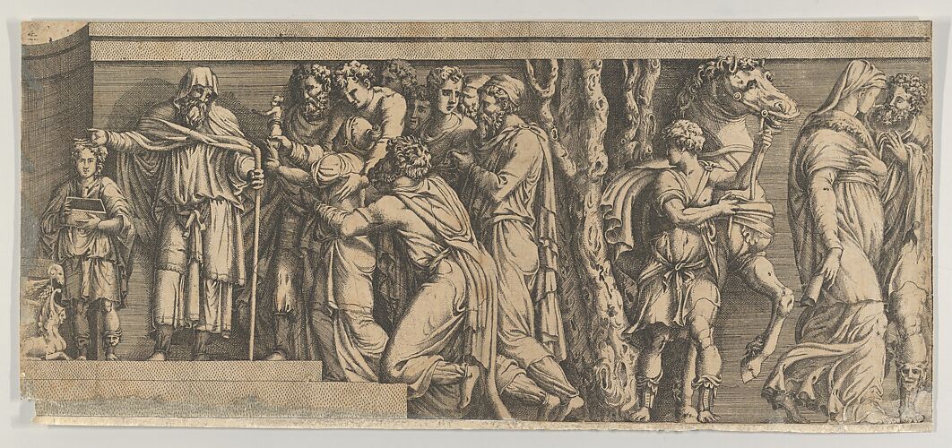 Statue of Niobe and her Worshippers, with Apollo and Diana and other Figures, after Polidoro da Caravaggio