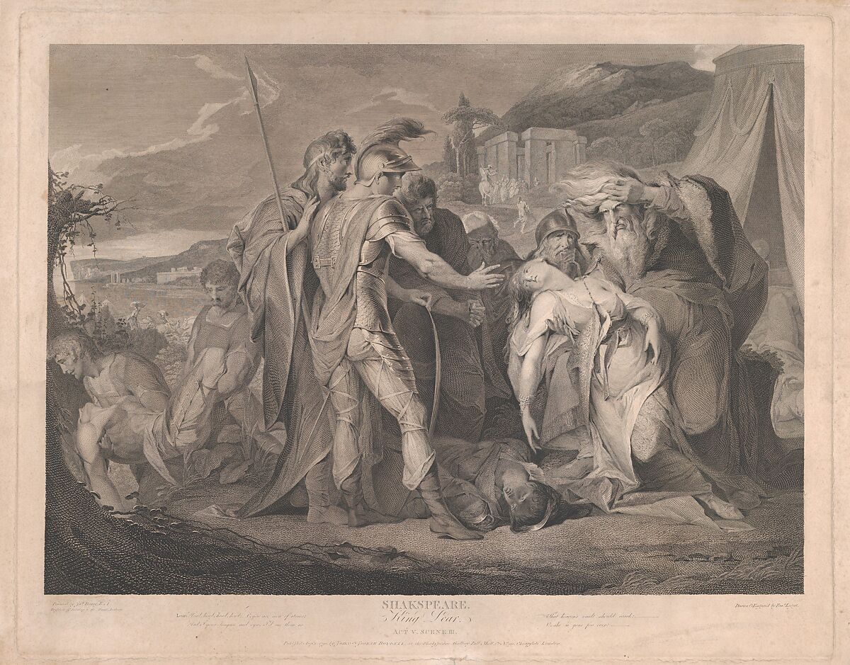 King Lear Weeping Over the Body of Cordelia (Shakespeare, King Lear, Act 5, Scene 3), Francis Legat (British, Edinburgh 1755–1809 London), Etching and engraving 