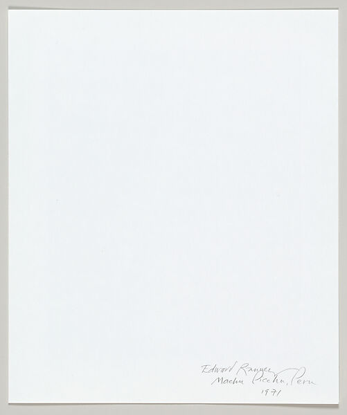 Machu Picchu, Peru, Edward Ranney (American, born Chicago, Illinois, 1942), Gelatin silver print