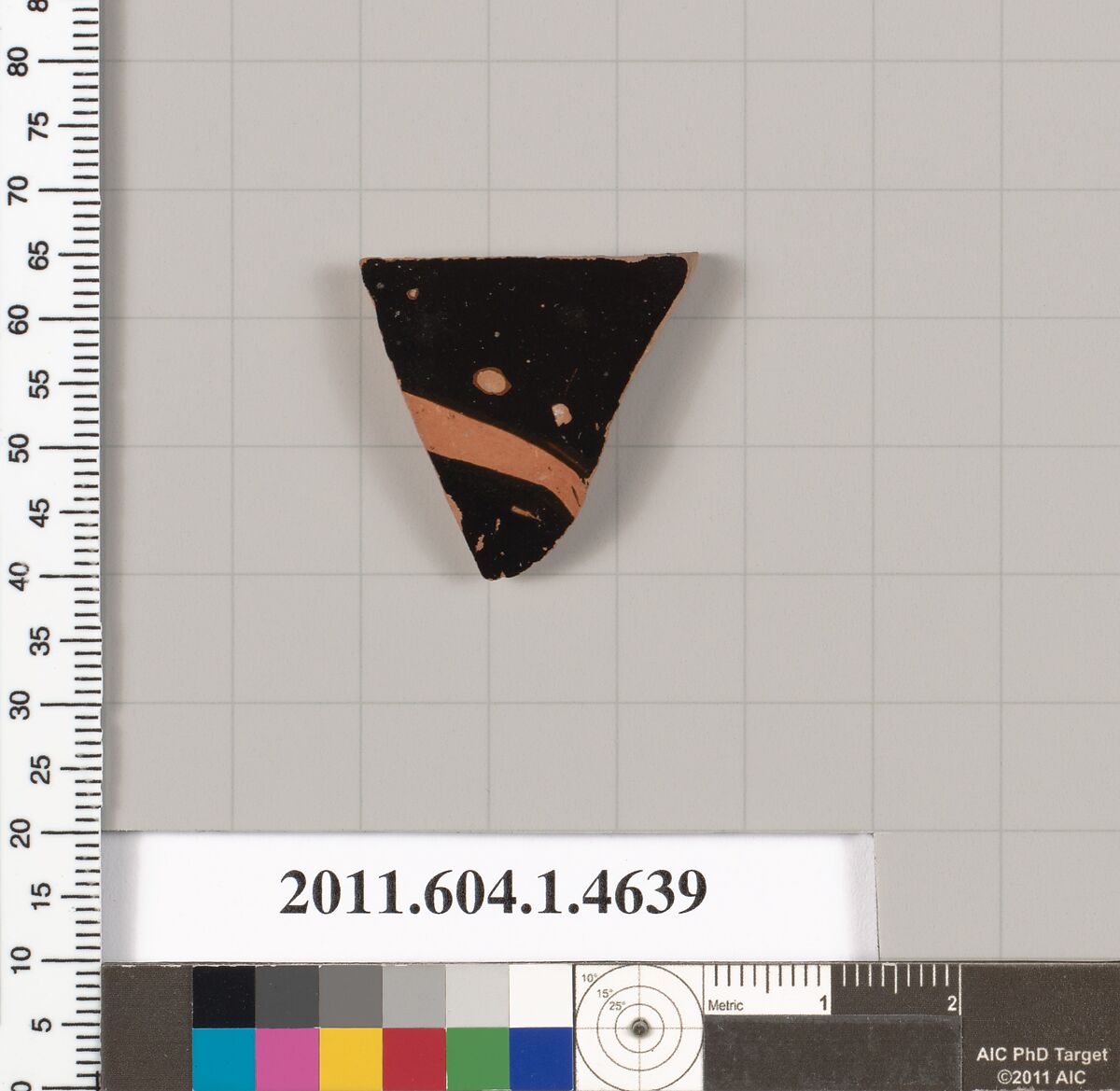 Terracotta fragment of a kylix (drinking cup), Terracotta, Greek, Attic 