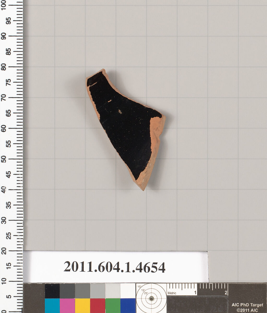 Terracotta fragment of a kylix (drinking cup), Terracotta, Greek, Attic