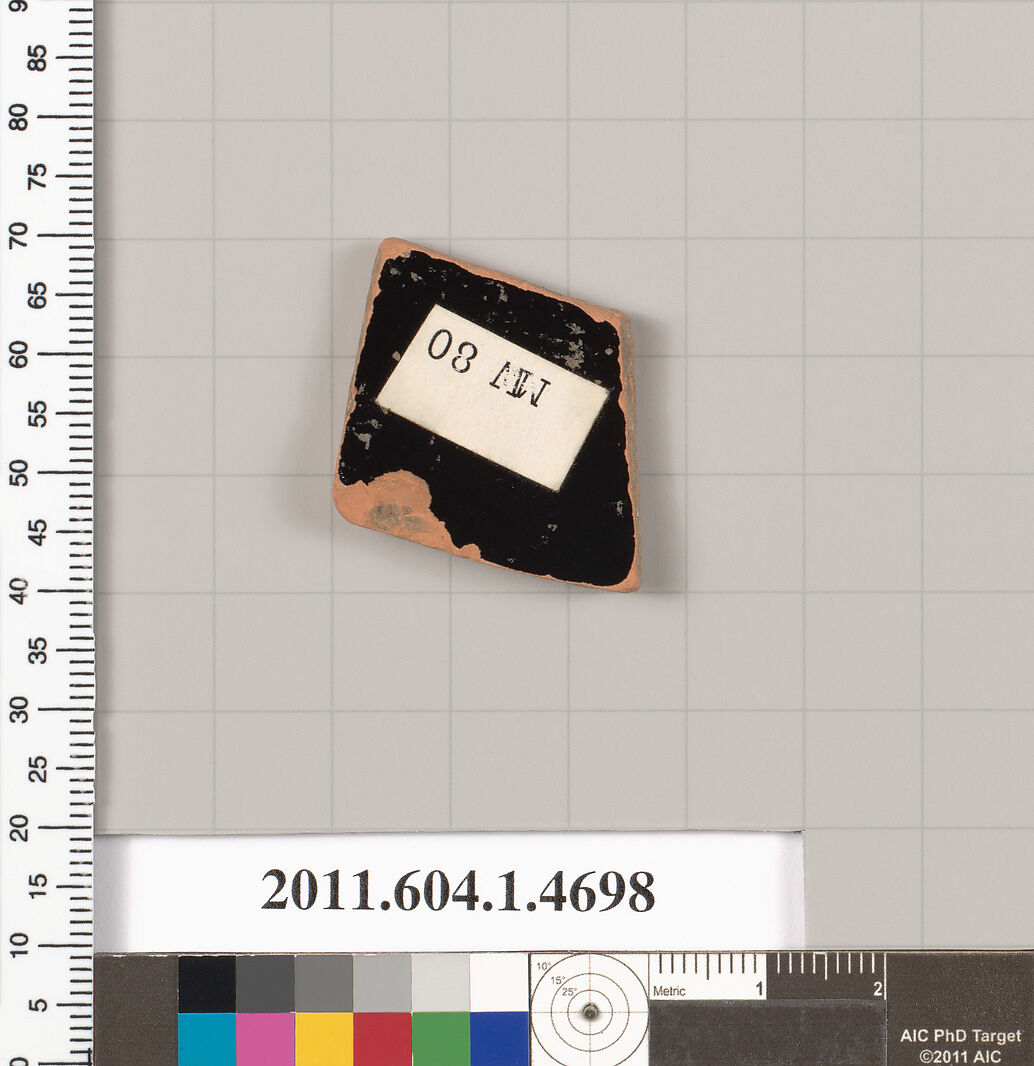 Terracotta fragment of a kylix (drinking cup), Terracotta, Greek, Attic