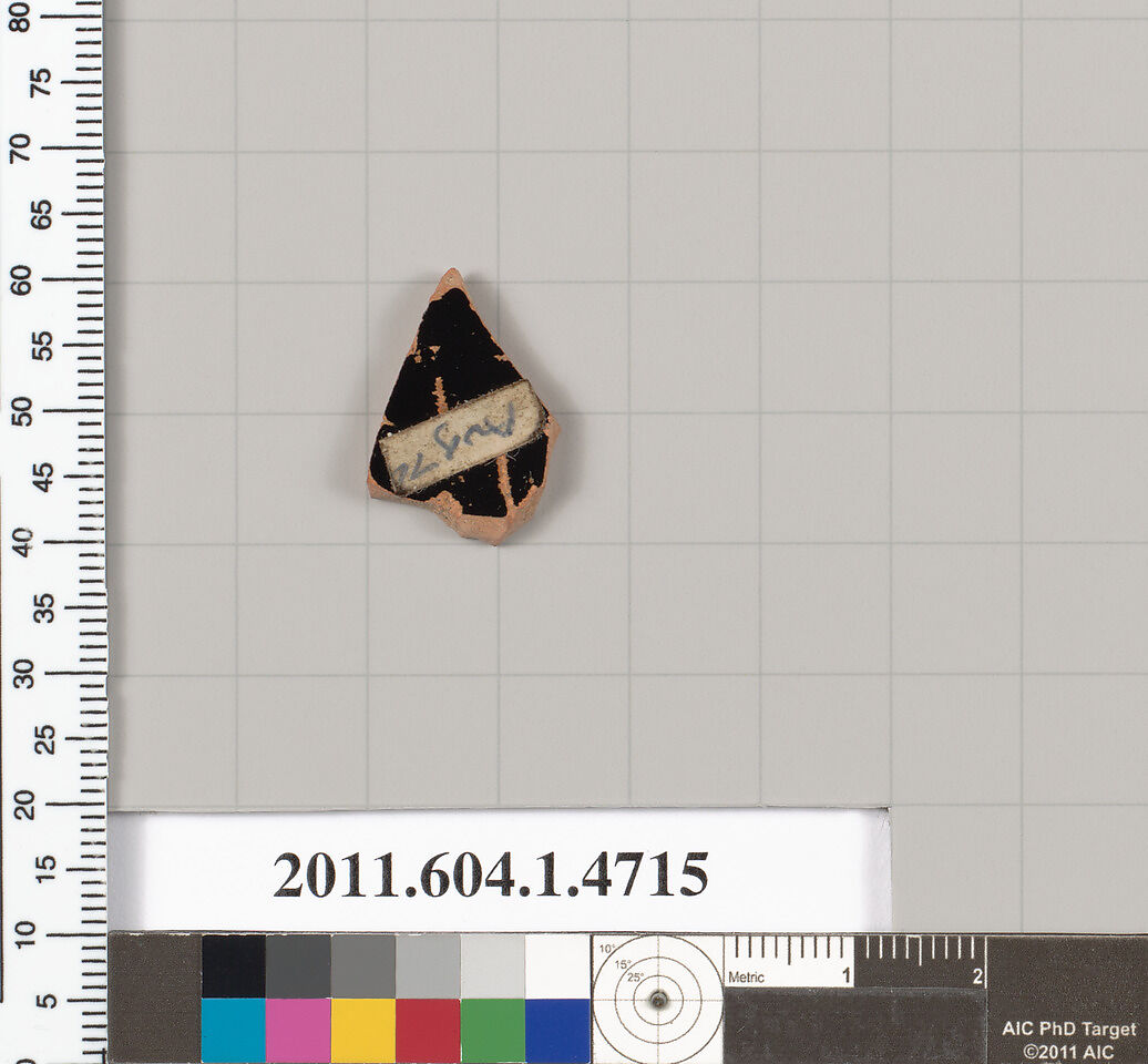 Terracotta fragment of a kylix (drinking cup), Terracotta, Greek, Attic