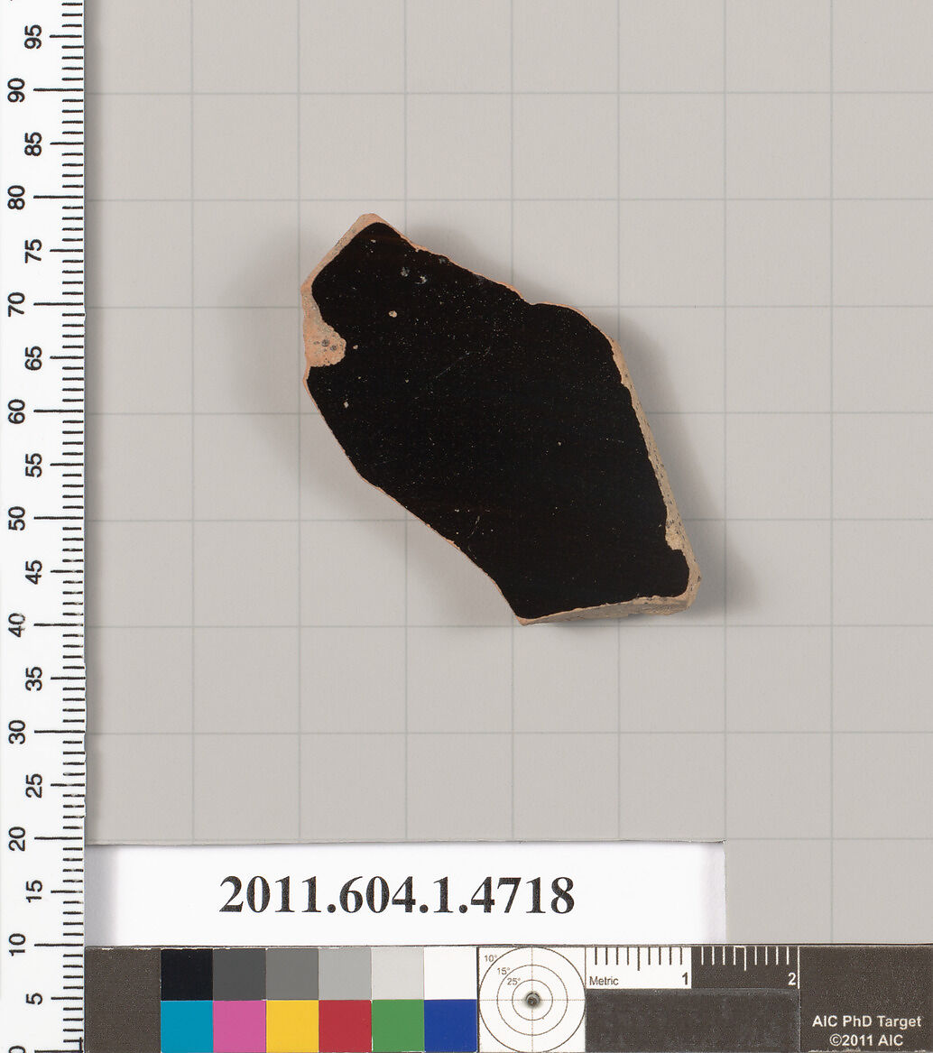 Terracotta fragment of a kylix (drinking cup), Terracotta, Greek, Attic