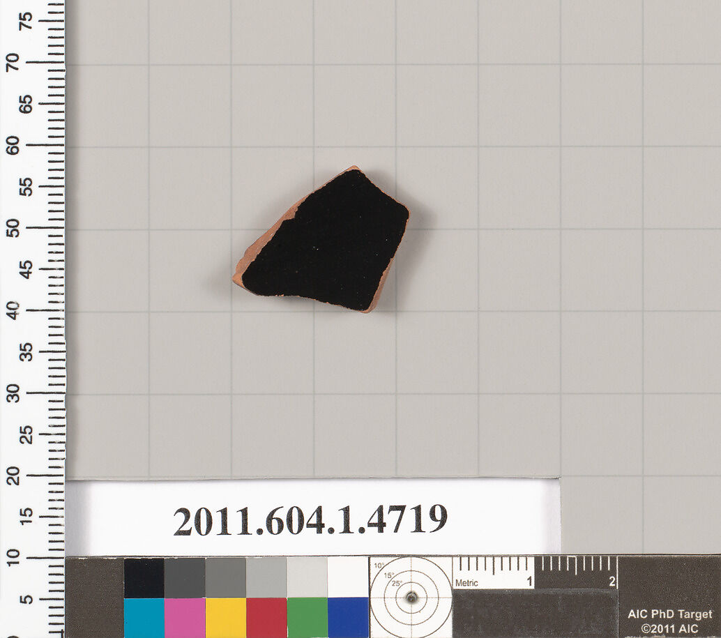Terracotta fragment of a kylix (drinking cup), Terracotta, Greek, Attic
