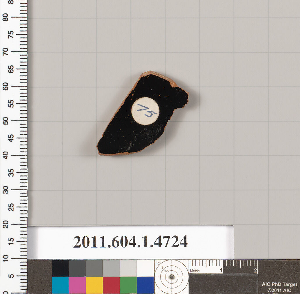 Terracotta fragment of a kylix (drinking cup), Terracotta, Greek, Attic