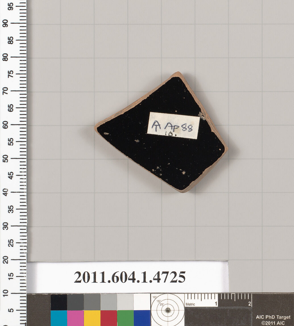 Terracotta fragment of a kylix (drinking cup), Terracotta, Greek, Attic