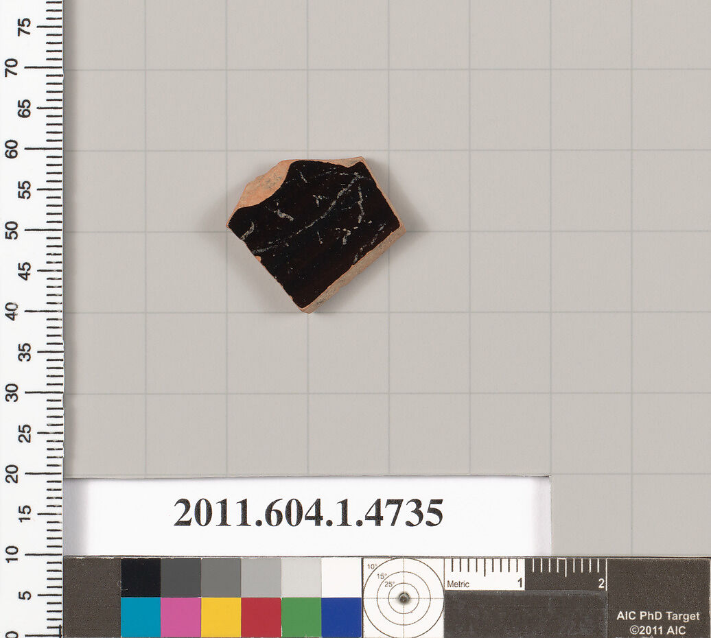 Terracotta fragment of a kylix (drinking cup), Terracotta, Greek, Attic