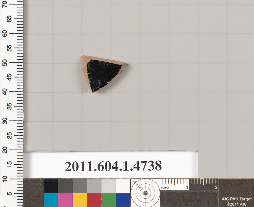 Terracotta fragment of a kylix (drinking cup), Terracotta, Greek, Attic