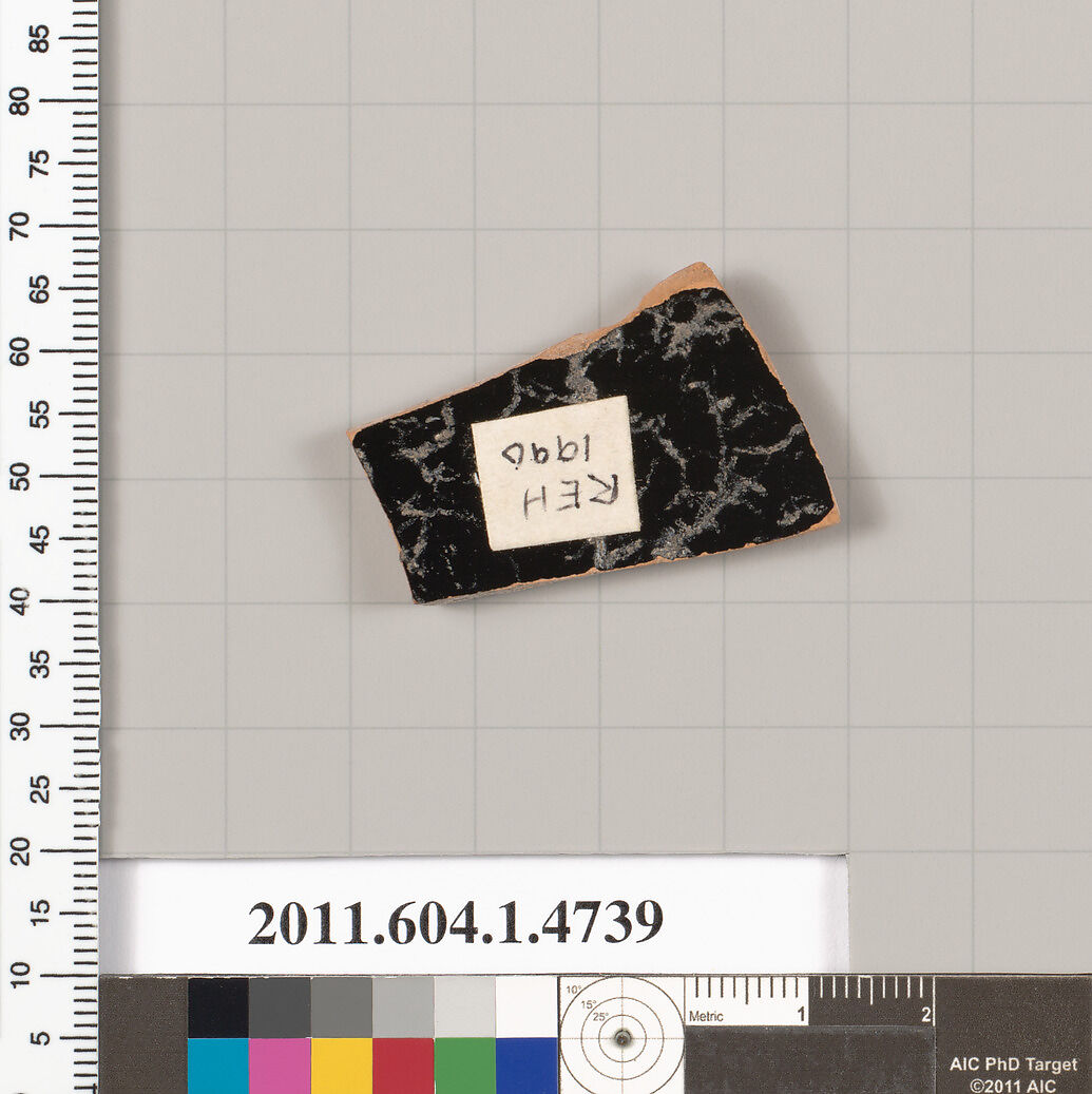 Terracotta fragment of a kylix (drinking cup), Terracotta, Greek, Attic