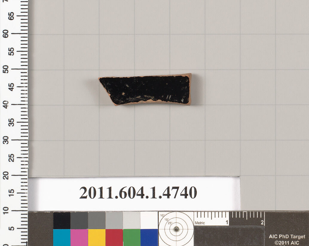 Terracotta fragment of a kylix (drinking cup), Terracotta, Greek, Attic