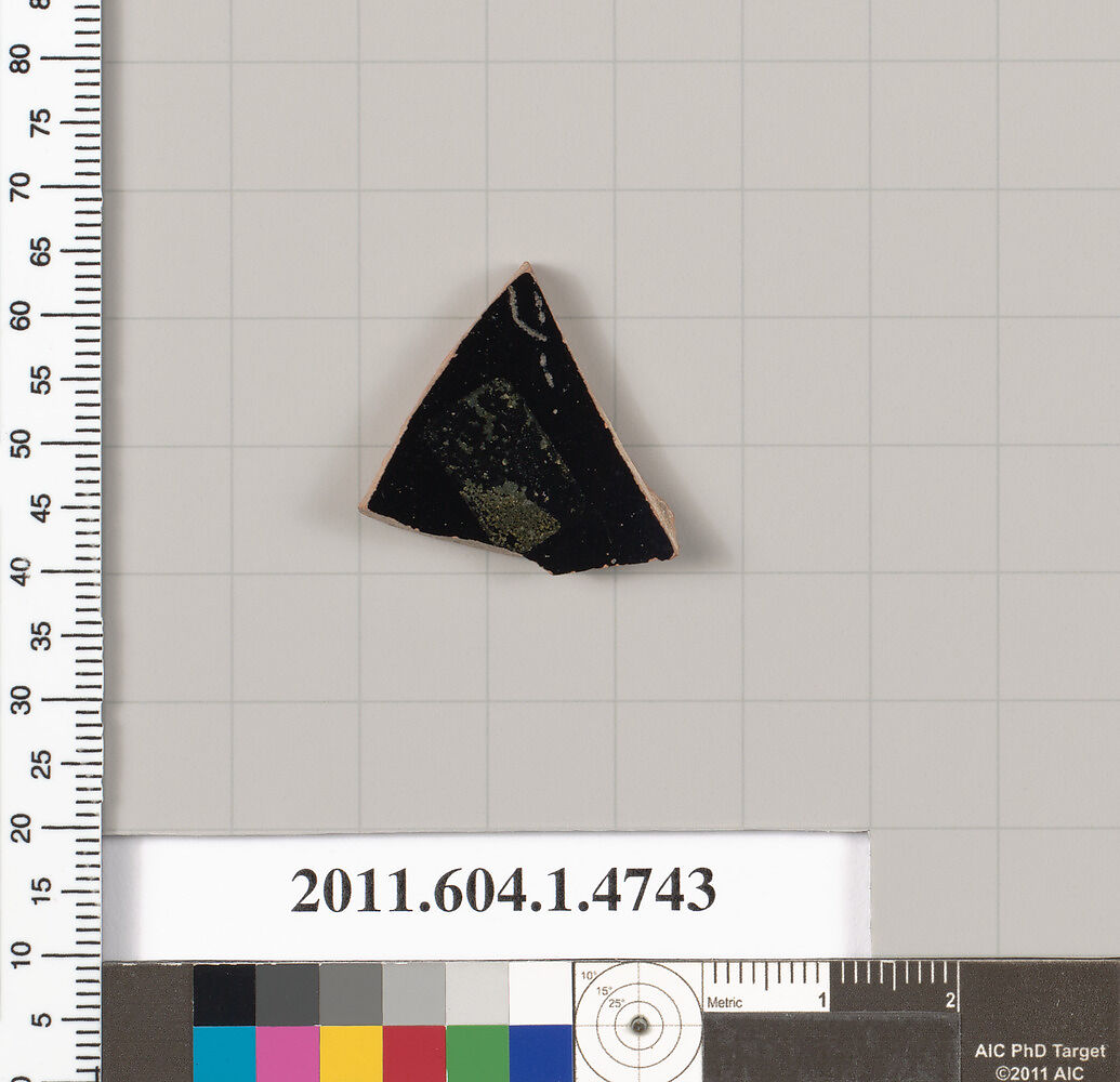 Terracotta fragment of a kylix (drinking cup), Terracotta, Greek, Attic
