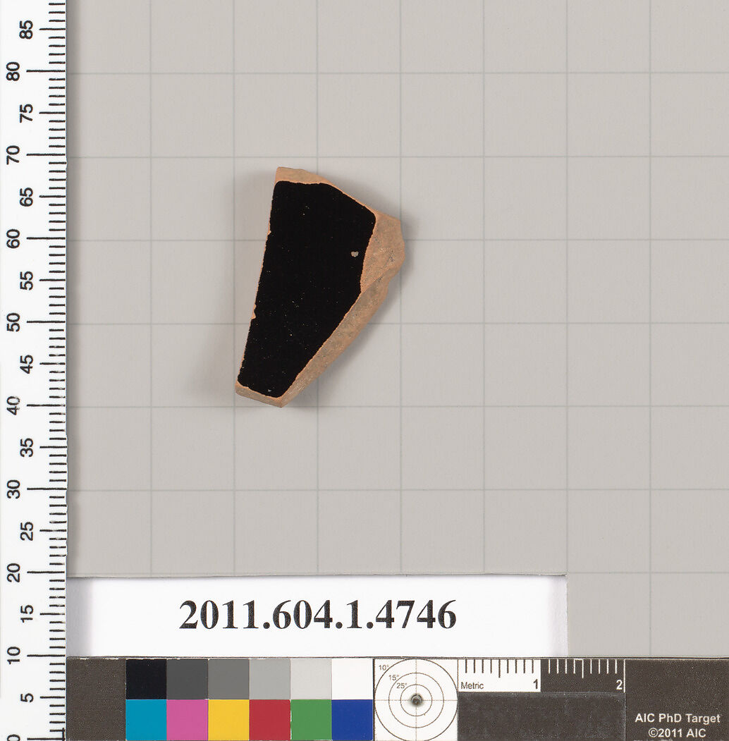 Terracotta fragment of a kylix (drinking cup), Terracotta, Greek, Attic