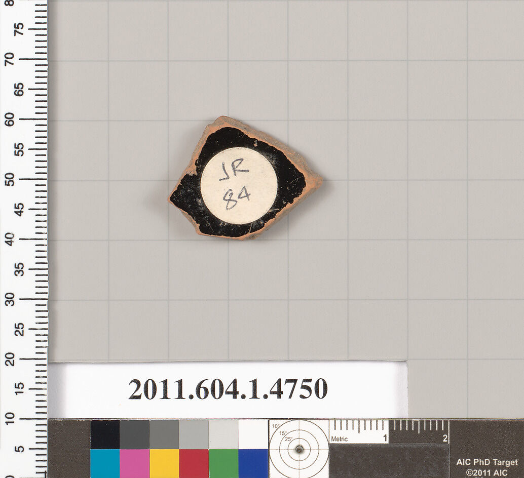 Terracotta fragment of a kylix (drinking cup), Terracotta, Greek, Attic